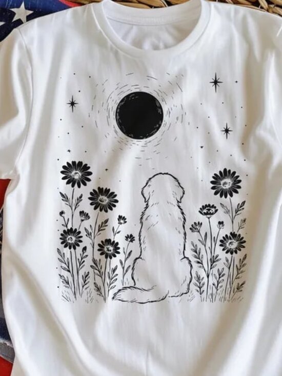 Tops - Cute Floral Dog Shirt, Flower Tee, Dog Lover Gift